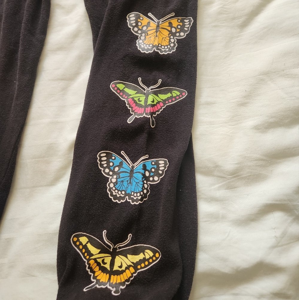 Butterfly Print Black Joggers